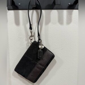 Coach Signature C Monogram Black Canvas Wristlet